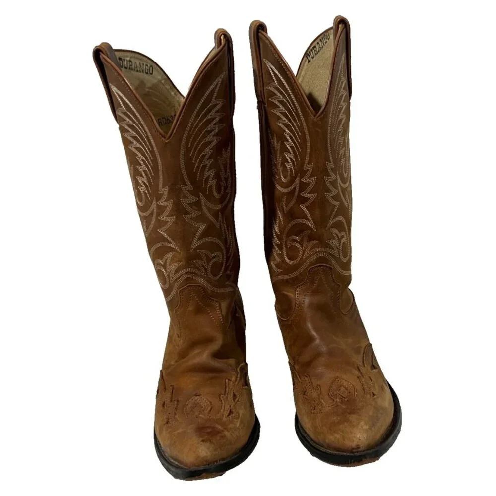 DURANGO Tan Leather Cowboy Western Boots Mid-Calf Women's Size 7.5 M RD5302 - Picture 9 of 9